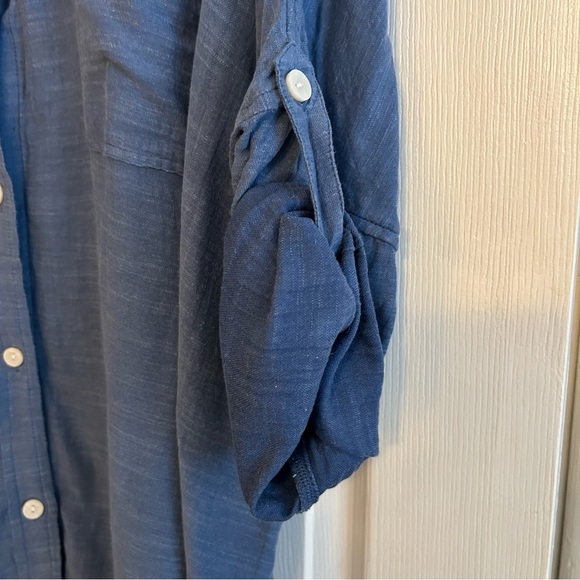 American Eagle Men's Blue Cotton Modal blend long sleeve roll back sleeves XL - Picture 2 of 7